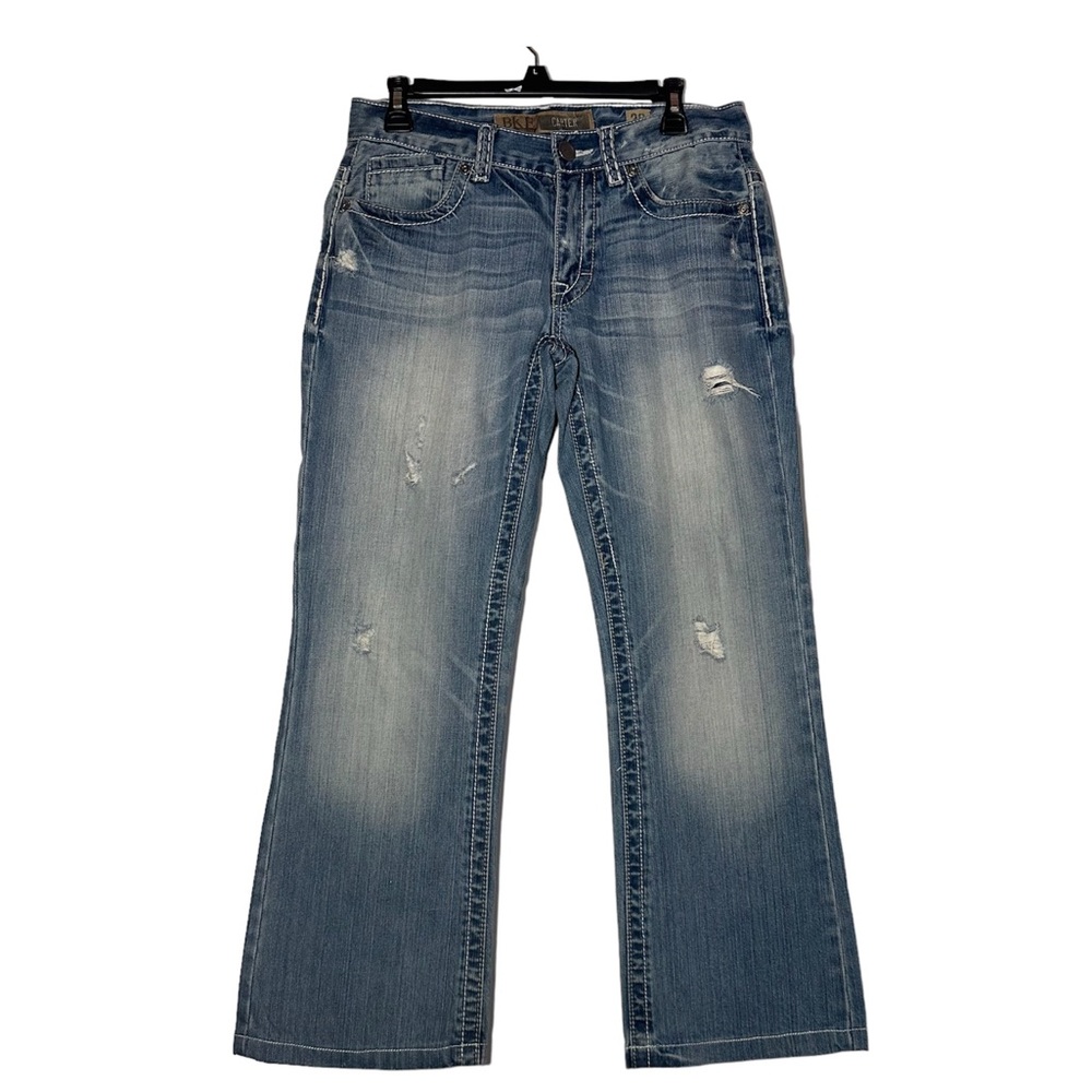 BKE Men’s Carter Straight Distressed Blue Jeans Actual (32x28)